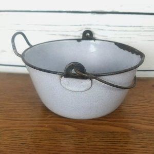 Gray Graniteware Pan Two Handle Spout Dish Vintage